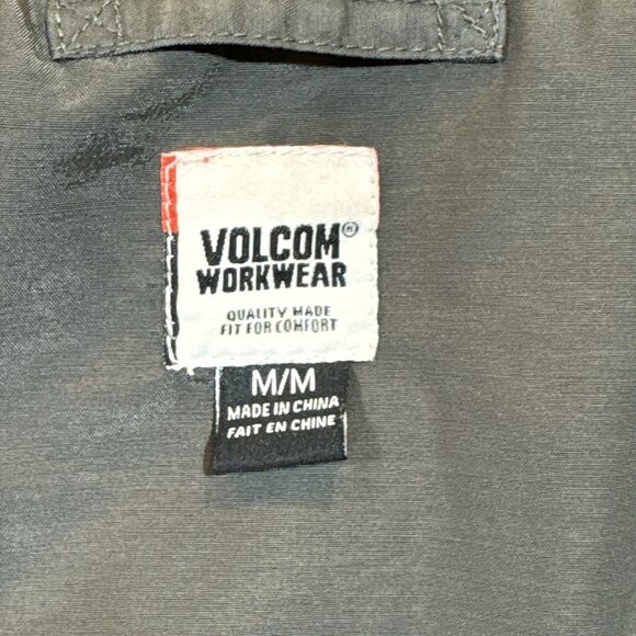 Volcom Workwear Men’s Hooded Quilted Jacket M Olive Drab Brown Mountain Lining - Picture 5 of 16